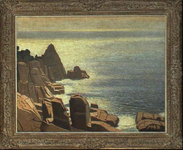 Cliffs, Cornwall Oil Painting by Robert Morson Hughes