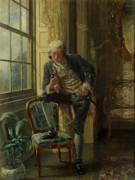 Gentleman Standing By A Window Oil Painting by Talbot Hughes