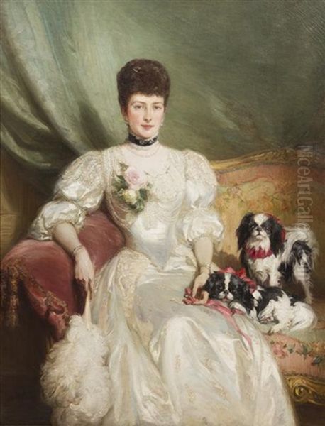 Portrait Of Princess Alexandra (1844-1925) Queen Consort Of The United Kingdom And Empress Of India As The Wife Of King-emperor Edward Vii Oil Painting by Talbot Hughes