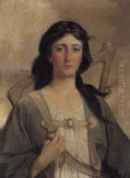 Portrait Of Erin Oil Painting by Talbot Hughes