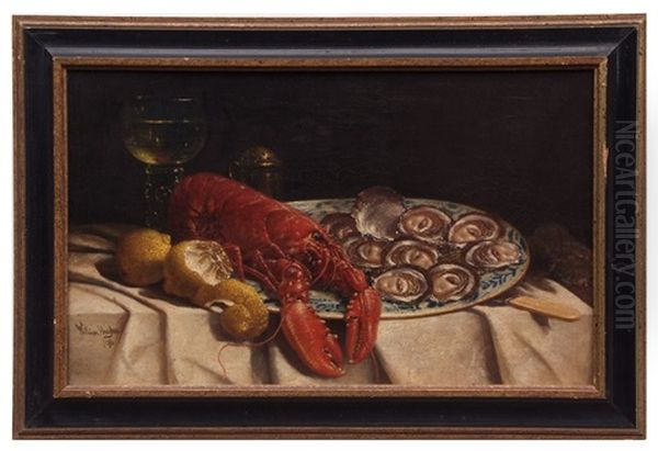 Still Life Study Of Lobster Oil Painting by William Hughes