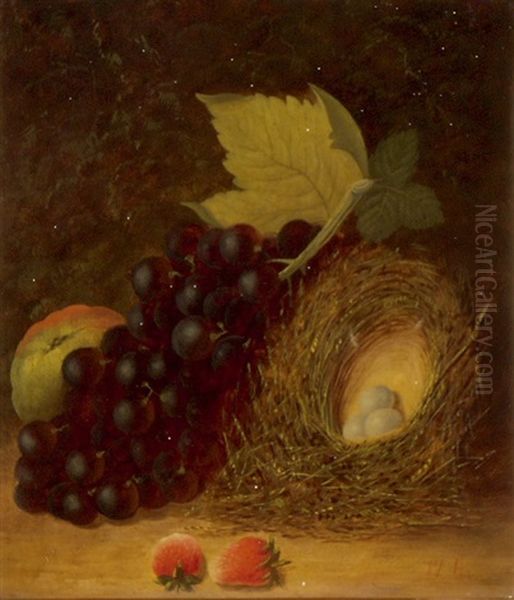 Fruchtestillleben Mit Vogelnest Oil Painting by William Hughes