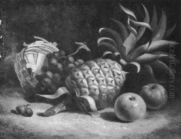 Still Life With Pineapple, Grapes, And Apples Oil Painting by William Hughes