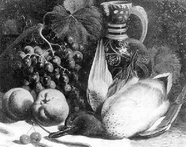 Still Life With Fruit, Dead Game And A Jug Oil Painting by William Hughes