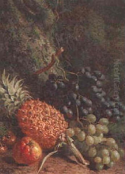 Still Life With Grapes, Apples And A Pineapple by William Hughes