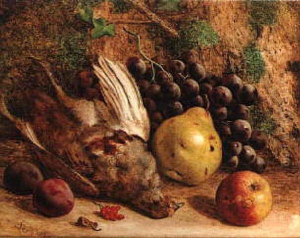 Still Life With Game, Grapes, A Pear, Plums And An Apple Oil Painting by William Hughes