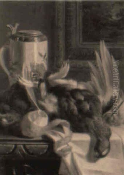 Still Life With Game And A Lemon Oil Painting by William Hughes