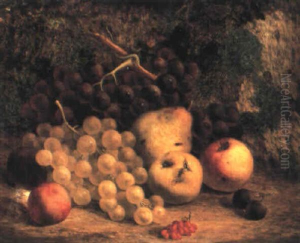 Autumn Fruit On A Mossy Bank by William Hughes