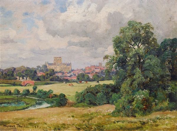 View On Bristol Castle Oil Painting by Sir Herbert Edwin Pelham Hughes-Stanton