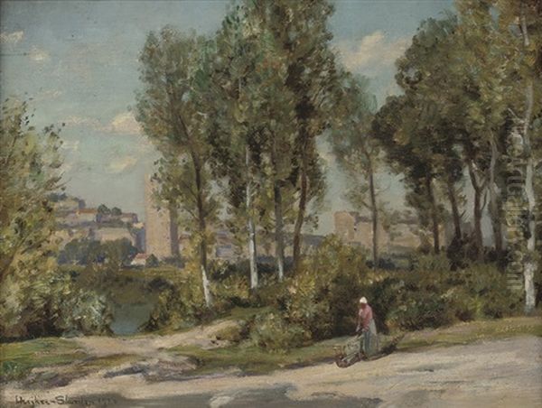 Beside A River In The Campagna Oil Painting by Sir Herbert Edwin Pelham Hughes-Stanton