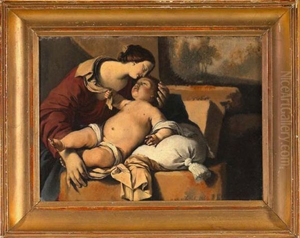 The Mother's Kiss Oil Painting by Emile Hugoulin