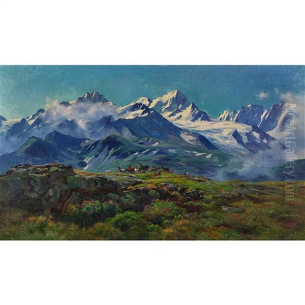 Blick Auf Das Mont-blanc-massiv Oil Painting by Fritz Huguenin