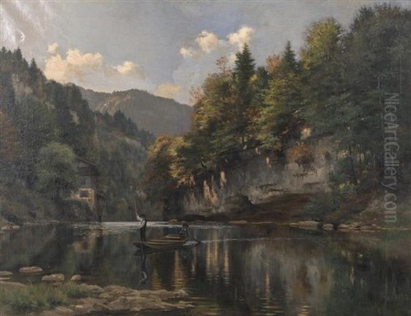 Au Locle Oil Painting by Fritz Huguenin