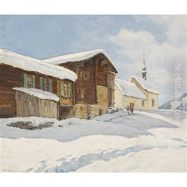 Premiere Neige Oil Painting by Fritz Huguenin