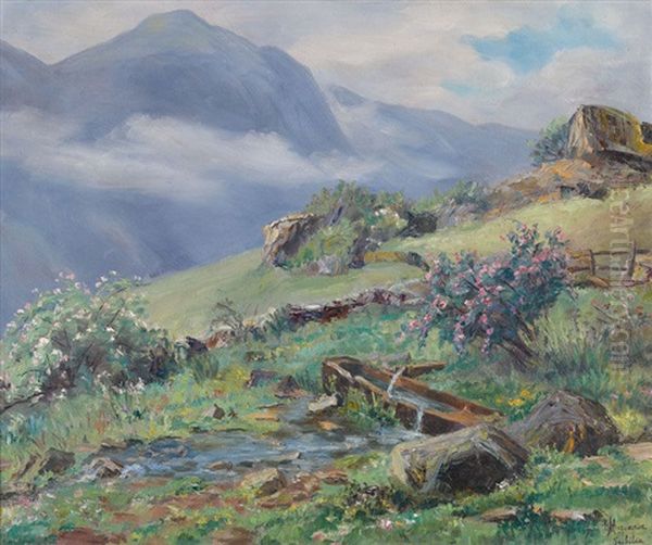 Sommerliche Alppartie Oil Painting by Fritz Huguenin