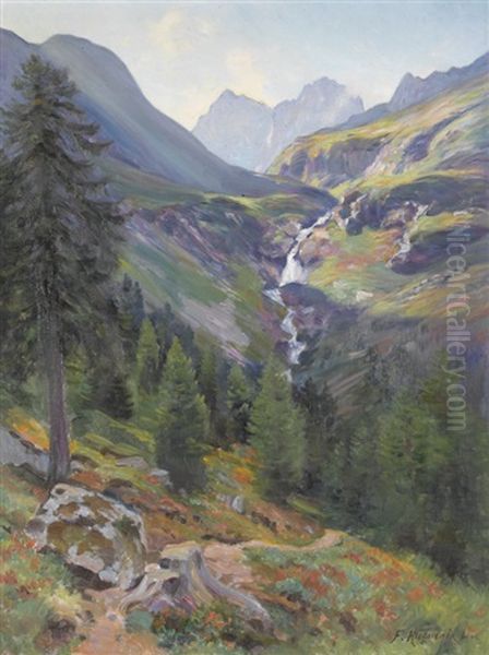 Wilder Gebirgsbach Im Sommer Oil Painting by Fritz Huguenin