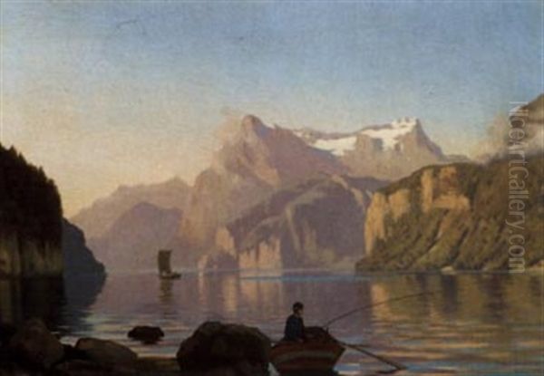 Paysage Du Lac D'uri Oil Painting by Fritz Huguenin