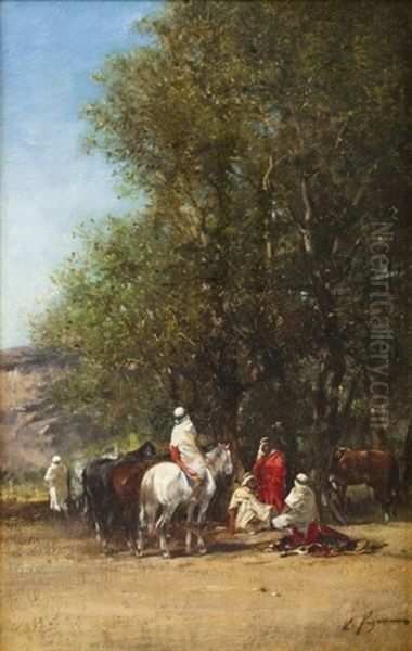 Halte Sous L'ombrage by Victor Pierre Huguet