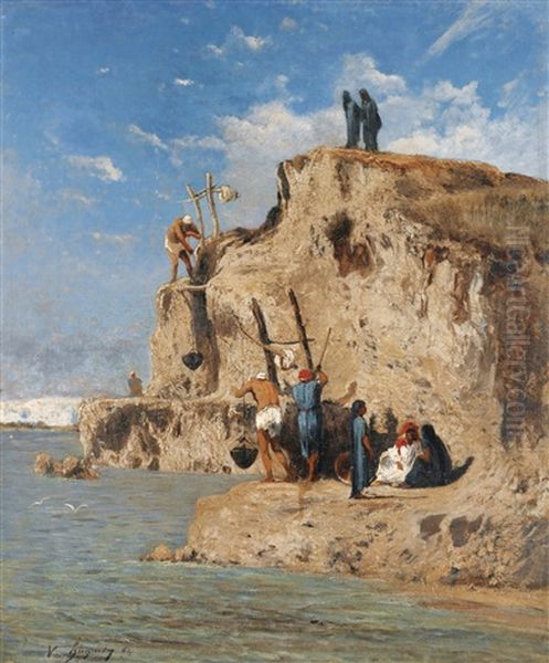 Porteurs D'eau Oil Painting by Victor Pierre Huguet