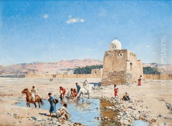 Biskra, Sidi Sersour Oil Painting by Victor Pierre Huguet