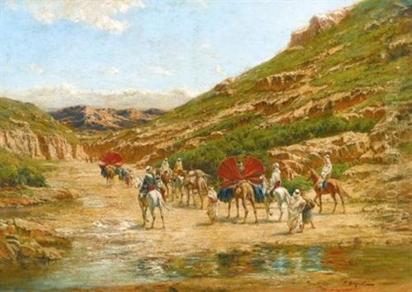 Caravane Dans Le Desert Oil Painting by Victor Pierre Huguet