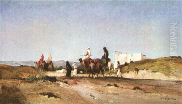 Le Passage De La Caravane Oil Painting by Victor Pierre Huguet