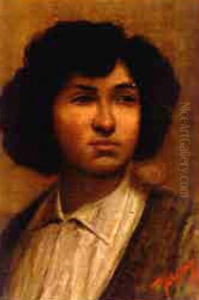 Portrait Of A Young Algerian Oil Painting by Victor Pierre Huguet