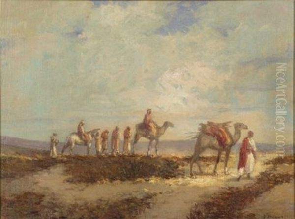 Crossing The Desert Oil Painting by Victor Pierre Huguet