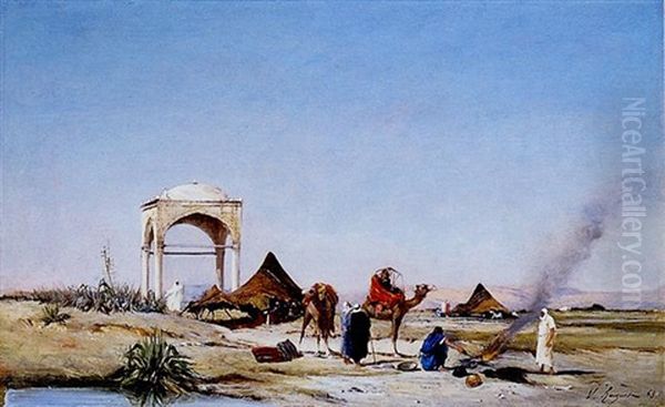 Cuisine Au Campement Oil Painting by Victor Pierre Huguet