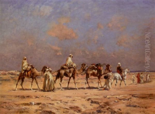 Crossing The Desert Oil Painting by Victor Pierre Huguet