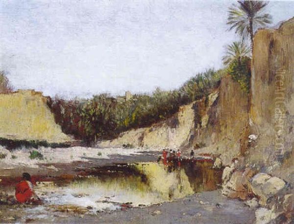 L'oasis D'el-kantara Oil Painting by Victor Pierre Huguet