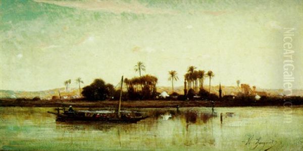 L'ile De Philae, Egypte Oil Painting by Victor Pierre Huguet