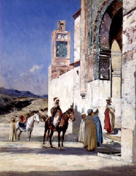 Les Haltes Des Arabes Oil Painting by Victor Pierre Huguet