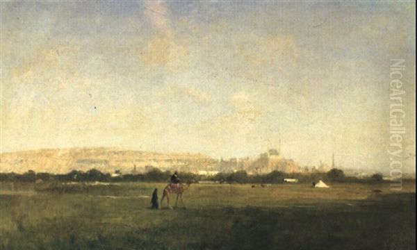 Vue De La Citadelle Et Les Tombeaux Des Califs Au Caire Oil Painting by Victor Pierre Huguet