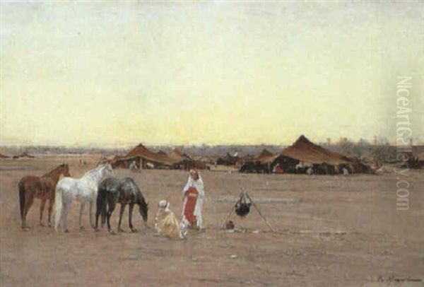 Desert Camp Oil Painting by Victor Pierre Huguet