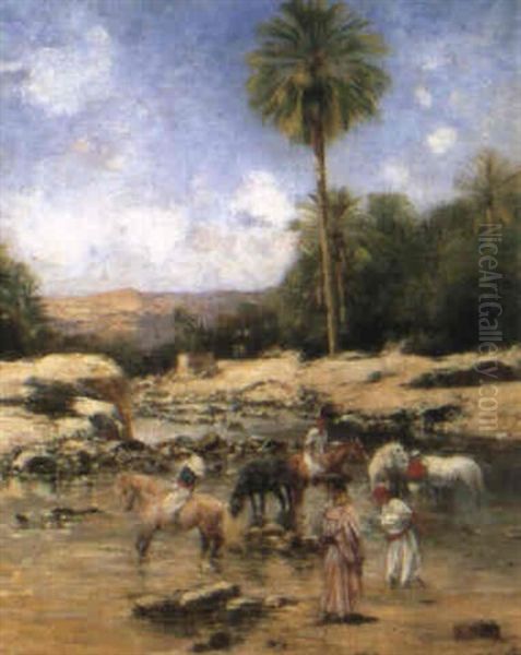 Orientalische Flusslandschaft Oil Painting by Victor Pierre Huguet