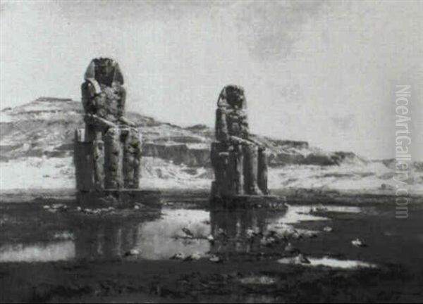 The Colossi Of Memnon Oil Painting by Victor Pierre Huguet