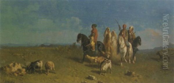 5 Berittene Araber Oil Painting by Victor Pierre Huguet