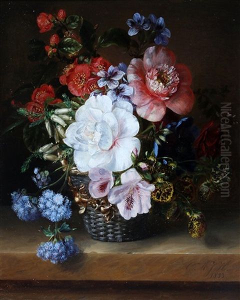 Bloemstilleven Oil Painting by Geertruida Margaretha Huidekoper