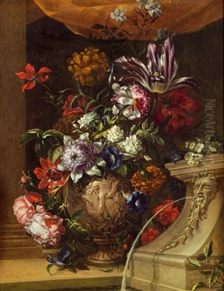 Blumenstillleben Oil Painting by Claude Nicolas Huilliot