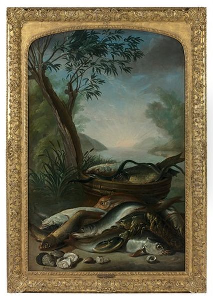 La Peche Et La Chasse Oil Painting by Pierre Nicolas Huilliot