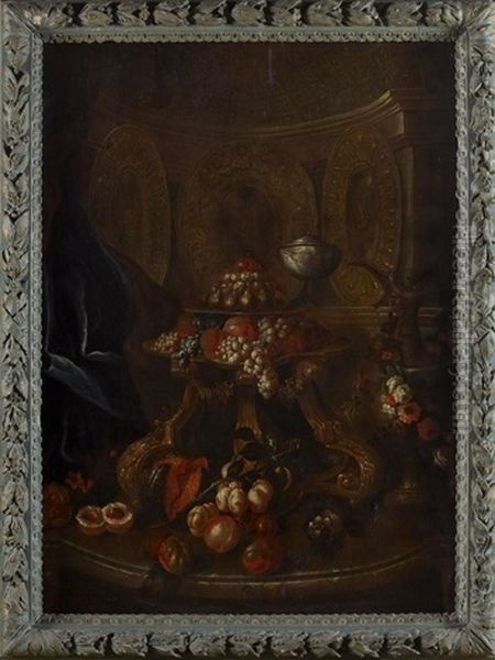 Buffet De Fruits, Compotier Et Plats De Vermeil Oil Painting by Pierre Nicolas Huilliot