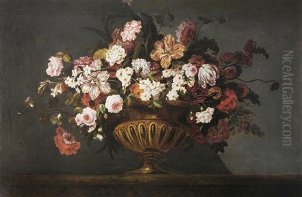 Bouquet De Fleurs Oil Painting by Pierre Nicolas Huilliot