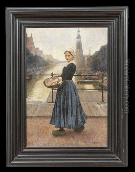 Off The Market Gracht, Holland Oil Painting by Hermann Huisken