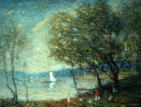 Summer Day By The Shore Oil Painting by Charles Allen Hulbert