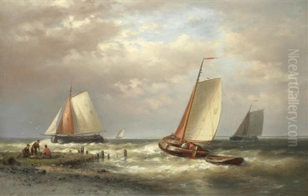 On The Scheldt, A Pair Oil Painting by Abraham Hulk the Elder