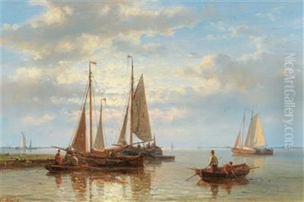 Sailing Boats On The Coast Oil Painting by Abraham Hulk the Elder