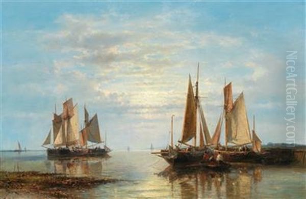 Sailing Boats On A Calm Sea by Abraham Hulk the Elder