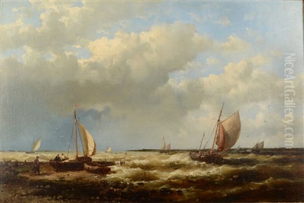 Shipping Off The Dutch Coast Oil Painting by Abraham Hulk the Elder