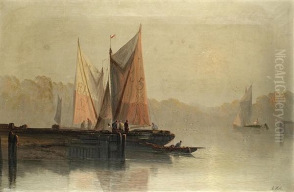 Morning On The Medway Oil Painting by Abraham Hulk the Elder